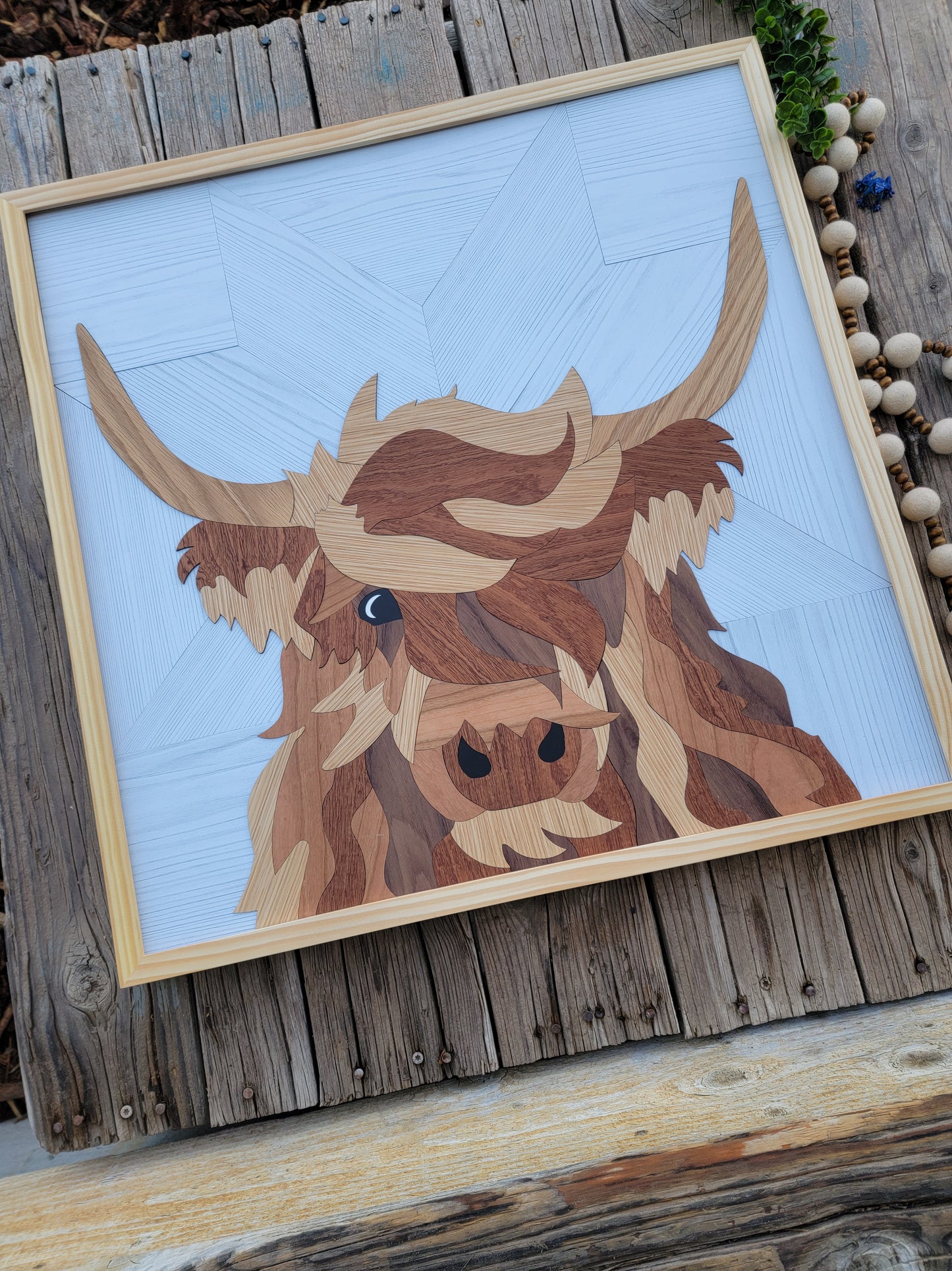 Highland Cow Wooden Picture