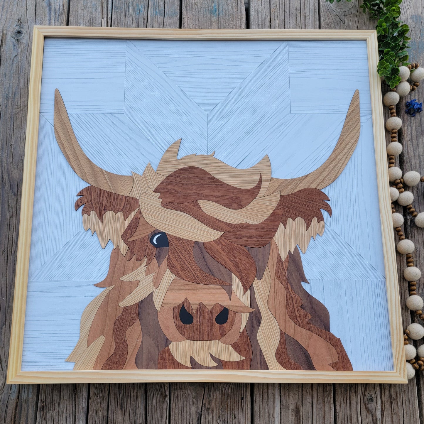 Highland Cow Wooden Picture