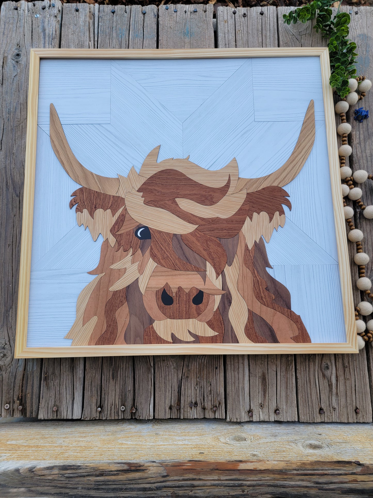 Highland Cow Wooden Picture