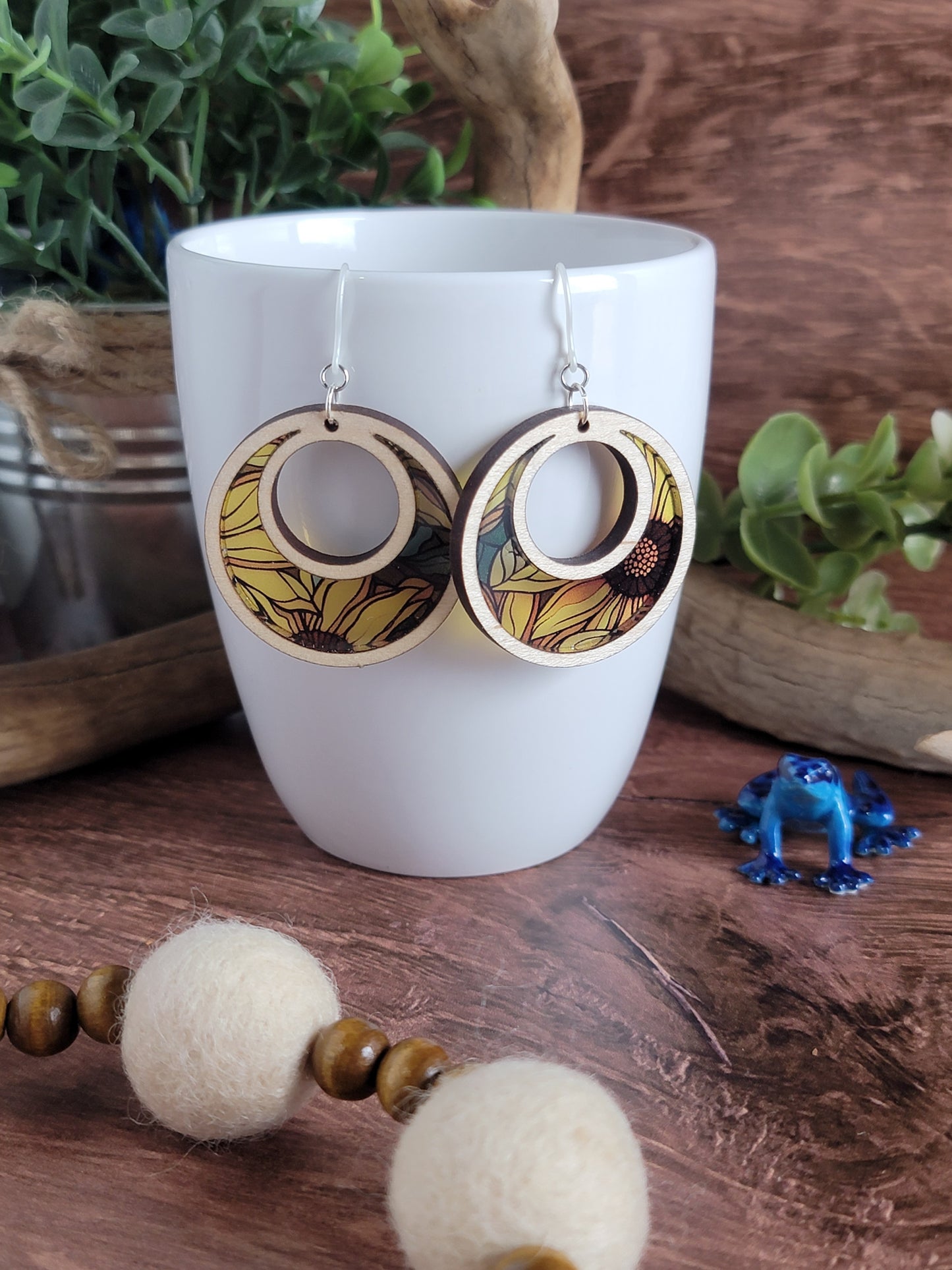 Sunflower Inlay Earrings